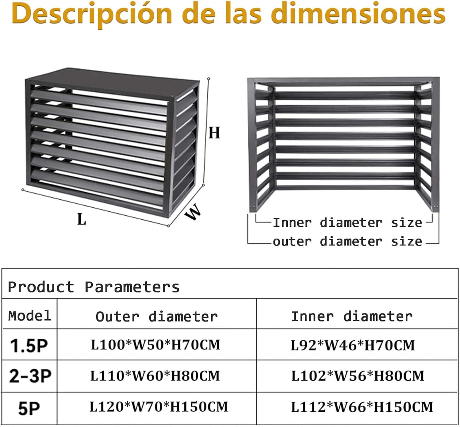 GENERIC Clôture De Climatiseur En Aluminium Grain De Bois – Housse De Protection Extérieure Pour Unités 2–3P (L 110 X L 60 X H80) – Écran De Pompe à Chaleur Pour Protection D'unité De Condensateur