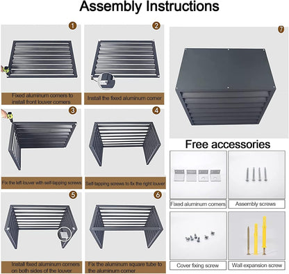  Grille De Protection Extérieure Pour Climatiseurs Et Pompes à Chaleur, Couvercle De Protection En Aluminium Pour Climatiseurs Et Pompes à Chaleur, Boîtier Décoratif Pour