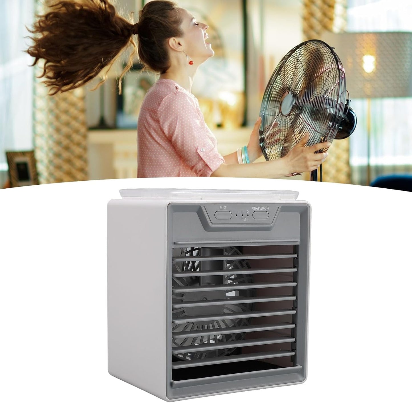  Jectse REFROIDISSEUR D'AIRS PAR ÉVAPORATION, Ventilarice De RefroidIlement Portable Avec Atomiseur à Ultrasons, Mode Brise, 2 Niveaux De Brume, 3 Visses De Ventilateur, Minuterie Et