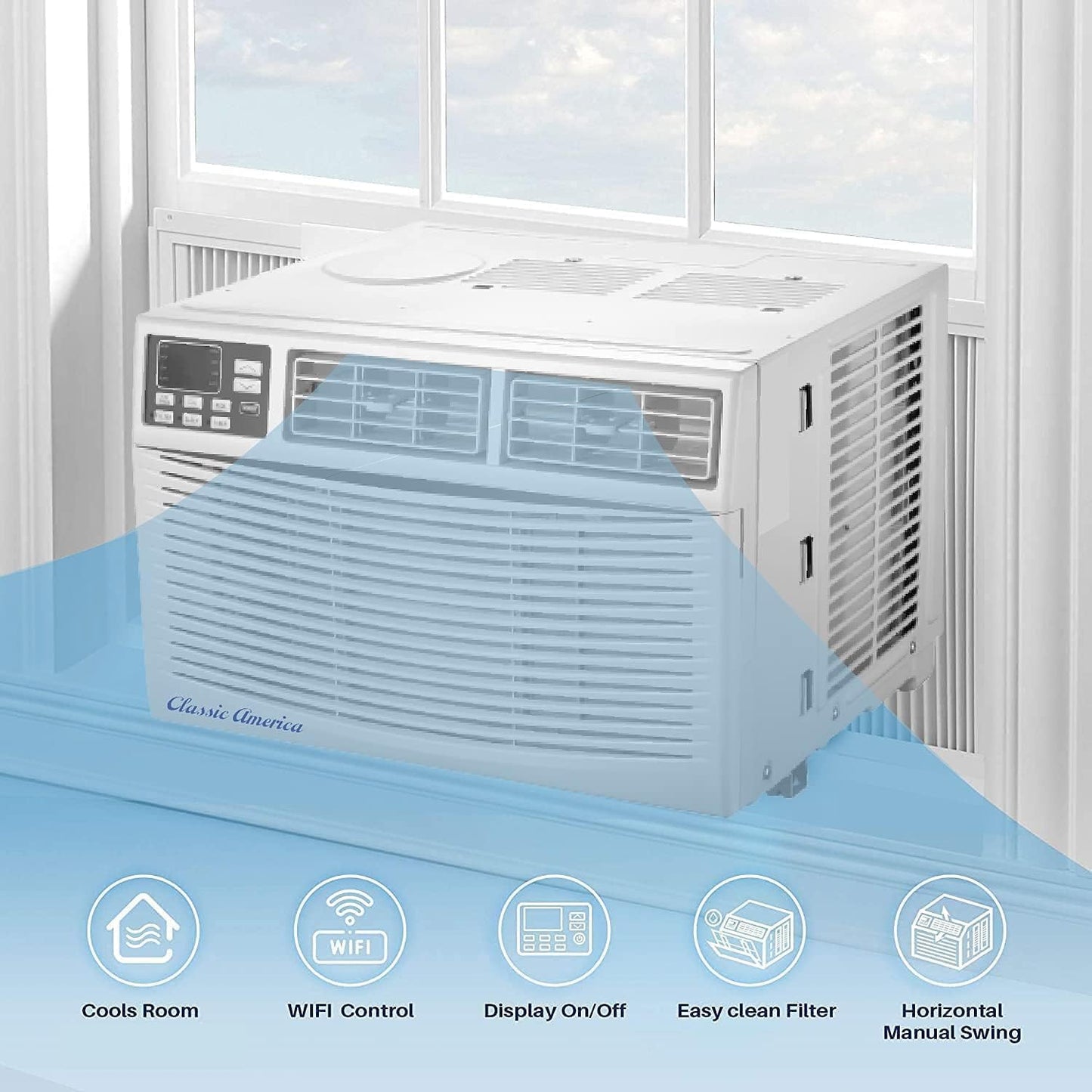  Classic America Climatiseurs Compatibles WiFi, Alexa Ready, économie D'énergie, Montés Sur Fenêtre (8000 BTU 12 CEER 120 VAC), Certification Energy Star, Blanc