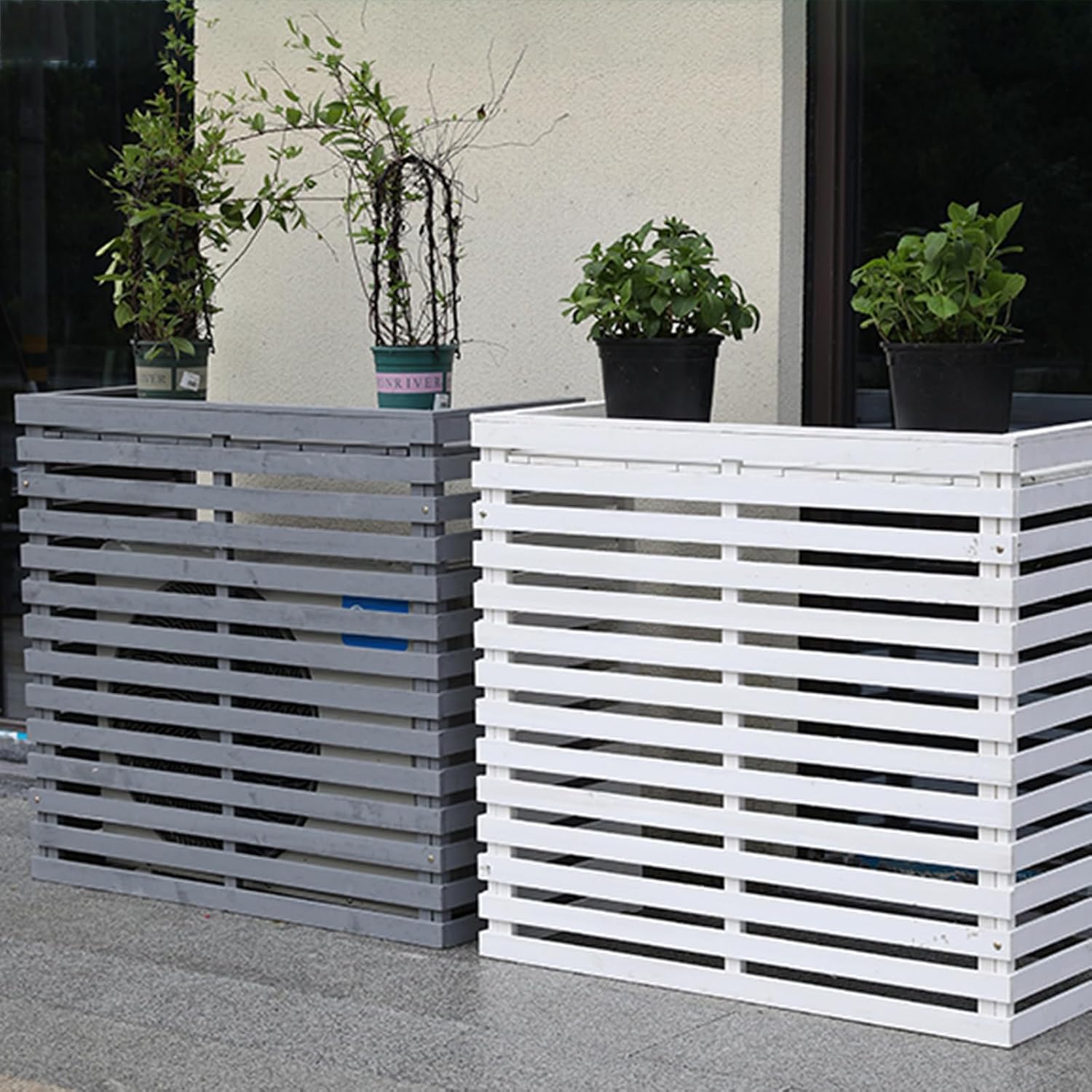  Housse De Protection Robuste Pour Climatiseur Extérieur En Bois, Bouclier De Climatisation Intérieur, Clôture D'intimité Pour Unités De Climatisation Dissimulées