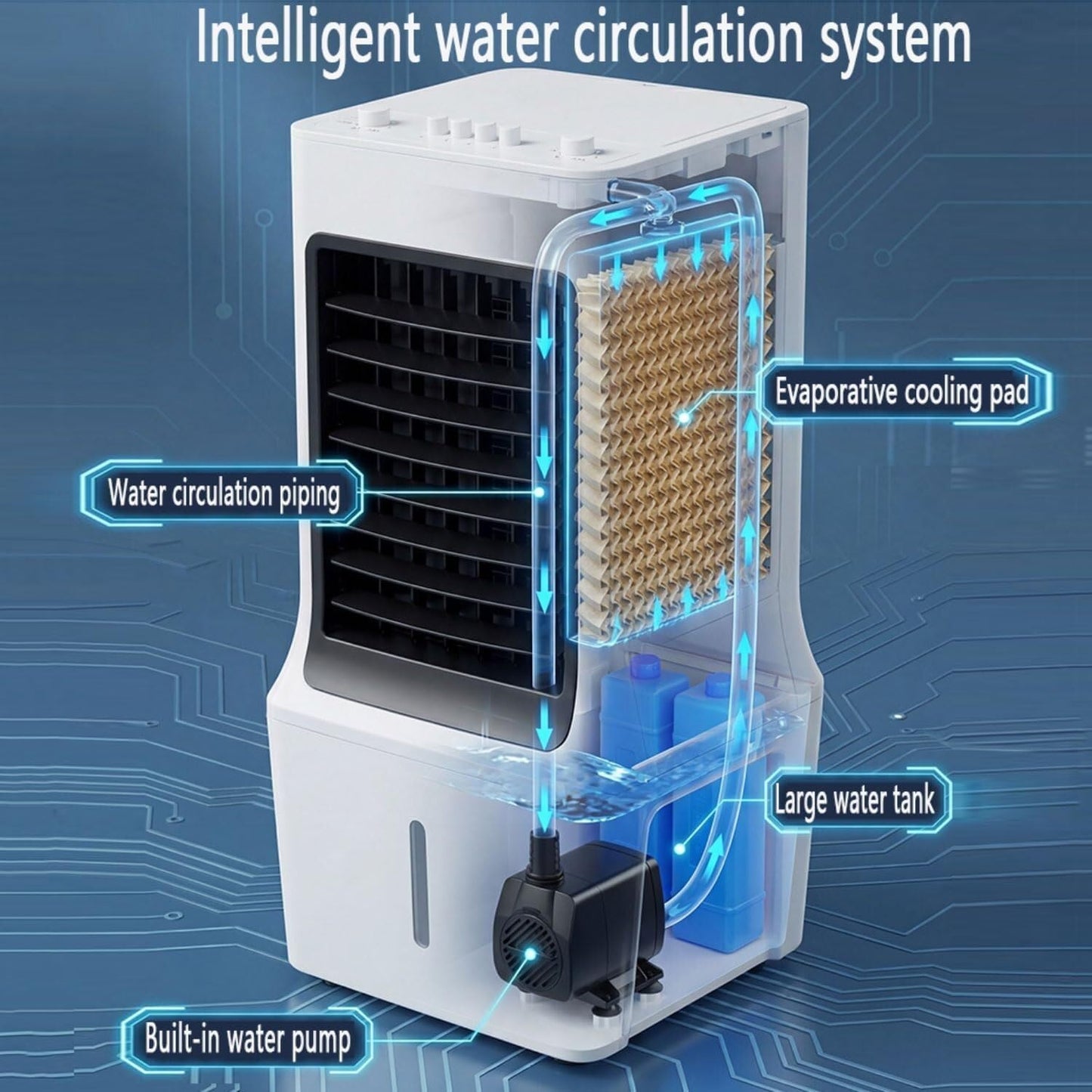  Refroidisseur à évaporation Mobile Avec Réservoir D'eau De 12 L, Refroidisseur D'air Silencieux Avec Refroidissement à Eau, 3 Vitesses, Débit D'air Puissant De 180 M³/h, Refroidisseur D'air (modèle