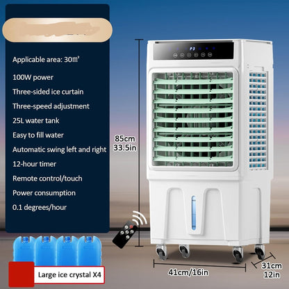GENERIC 25L Refroidisseur D'air évaporatif, 4 Packs De Glace, Télécommande, 12H Minuterie, 3 Vitesses, Oscillation à 90 °, Refroidisseur De Marais Portable Pour L'intérieur Extérieur à Domicile Garage Bureau