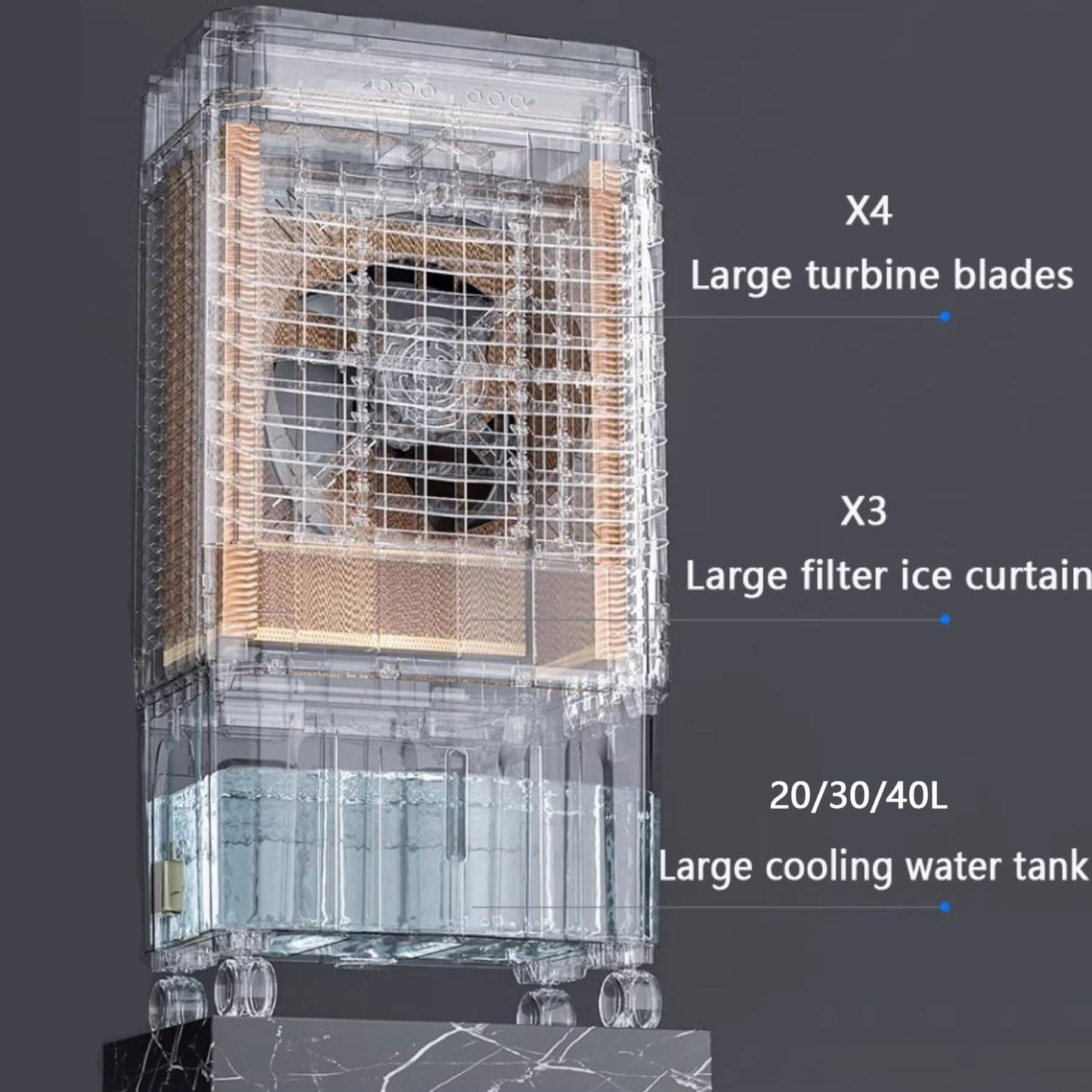 GENERIC Refroidisseur Par évaporation Portable, Ventilateur De Climatiseur à 3 Vitesses Avec Blocs De Glace, Oscillation à 120°, Silencieux, 36 DB, Design Mobile Pour Chambre, Bureau Et Utilisation à La
