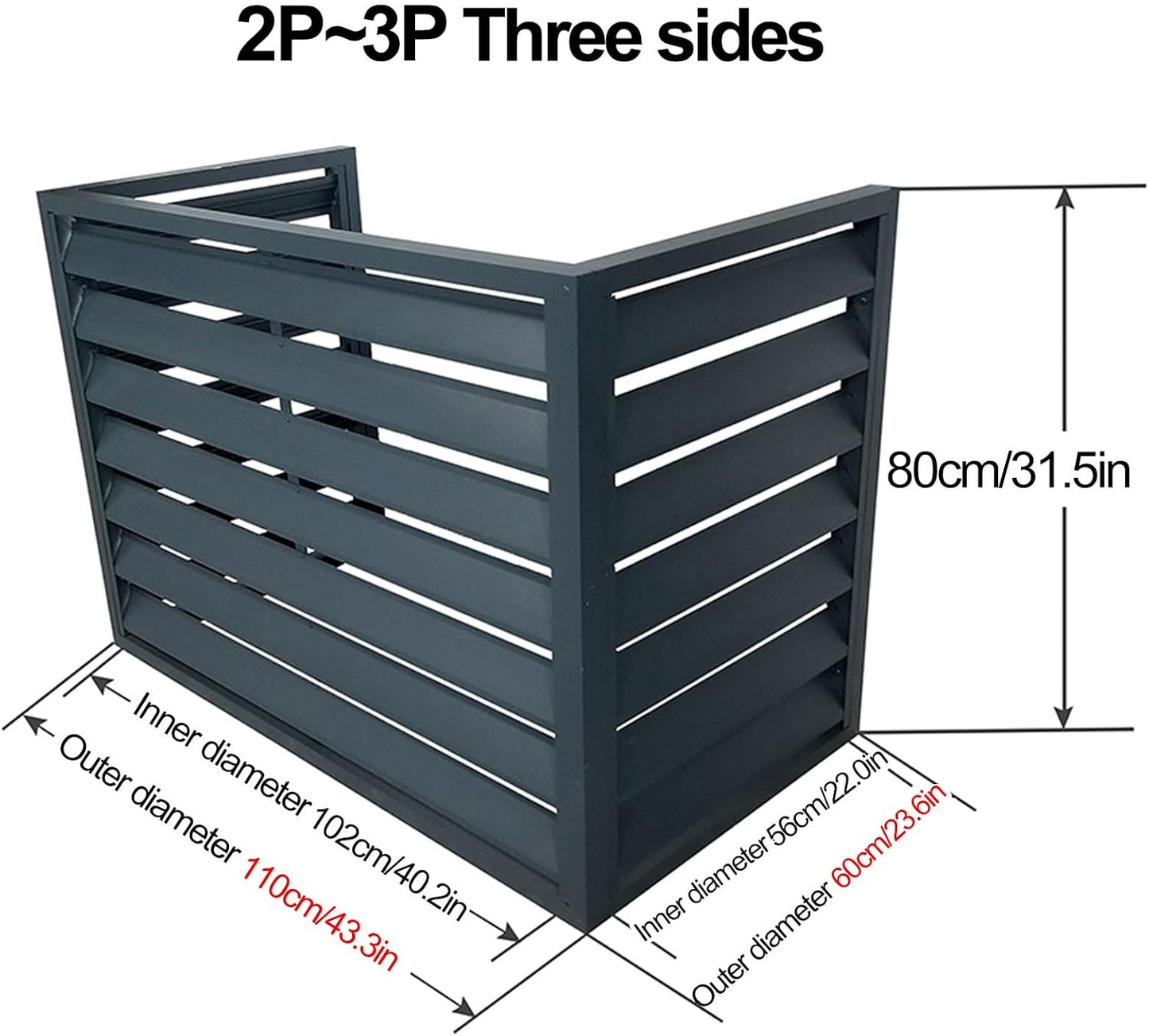  Housse De Protection En Métal Résistante Aux Intempéries Pour Pompe à Chaleur Et Climatiseur, 110 X 60 X 80 Cm, Idéale Pour Les Unités De Climatisation Extérieures Et Les Cages à Condensateur
