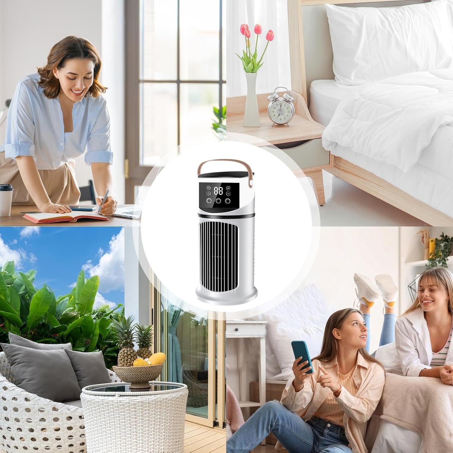 GENERIC Climatiseur De Bureau – 15,5 X 15,5 X 27 Cm, Unité Portable ABS, Purifiant à Neuf Vitesses Réglable, Ventilateur De Refroidissement Personnel, Refroidisseur D'air Par évaporation | Pour