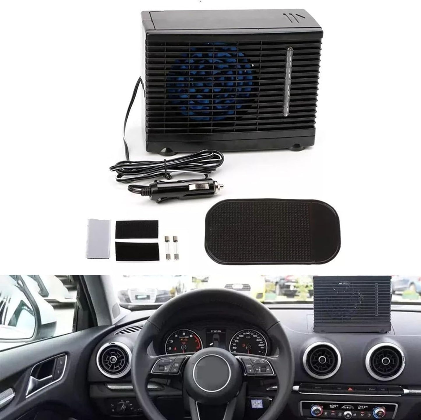  Ventilateur Portable Pour Voiture Avec Climatiseur Réglable Et Refroidissement Par évaporation Pour Améliorer Le Flux D'air Et Le Confort De L'habitacle Du Véhicule