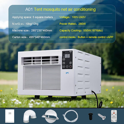  Climatiseur Portable 1900 BTU, 550W Déshumidificateur Avec Roulettes, Unité De Climatisation Silencieuse Pour Le Dortoir De Chambre, Mini Ventilateur énergétique Avec Télécommande Et Conduit D'échappe