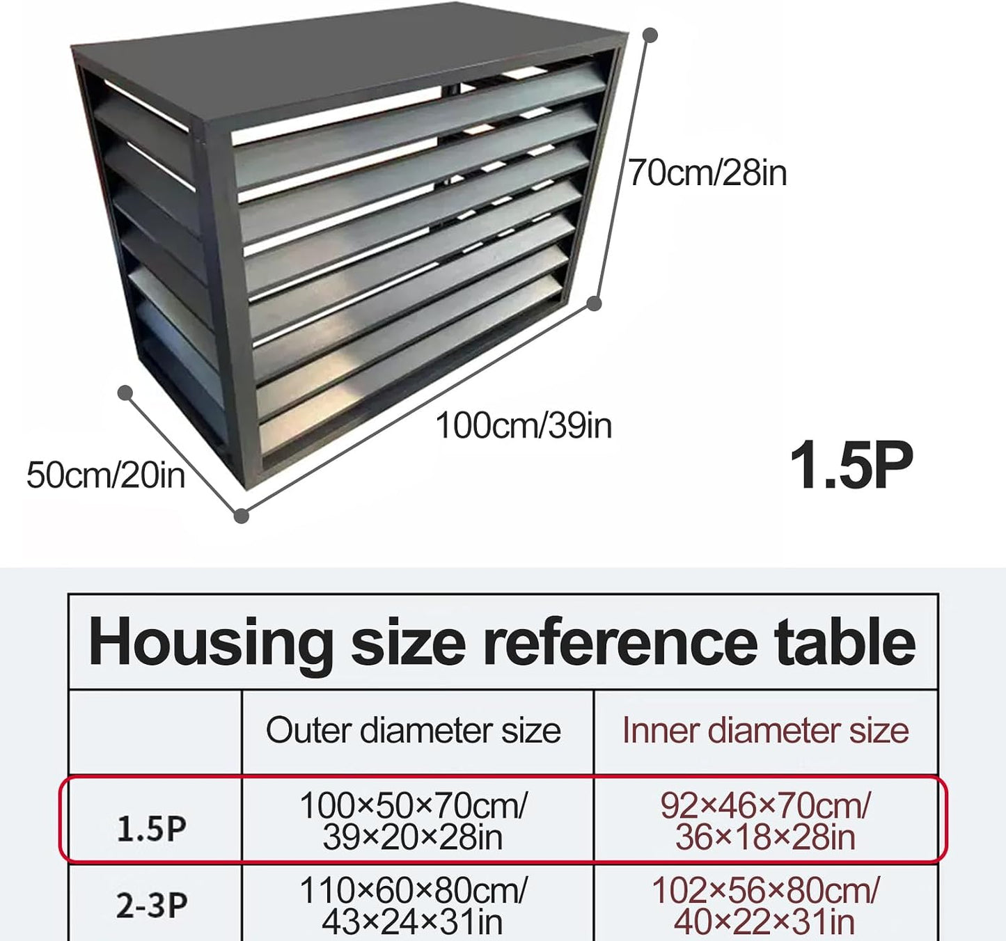 GENERIC Housse Et Clôture Pour Climatiseur Extérieur, Volets En Aluminium Pour Unités AC, Support De Fleurs Décoratif, Protège Et Masque L'unité AC (couleur : Blanc, Taille : 1,5P)