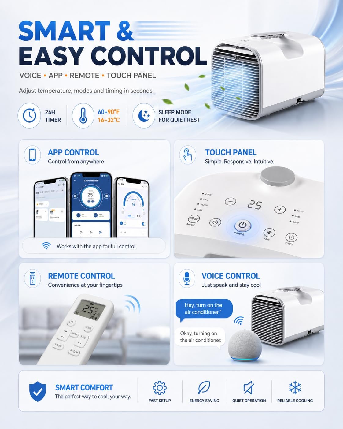  Unité De Climatisation Portable 4777 BTU, 4-en-1 Ventilateur De Refroidissement Déshumidificateur, DC Car RV Power, Mode De Sommeil Silencieux Auto-évaporateur Pour La Tente De Camping Van Home Intéri