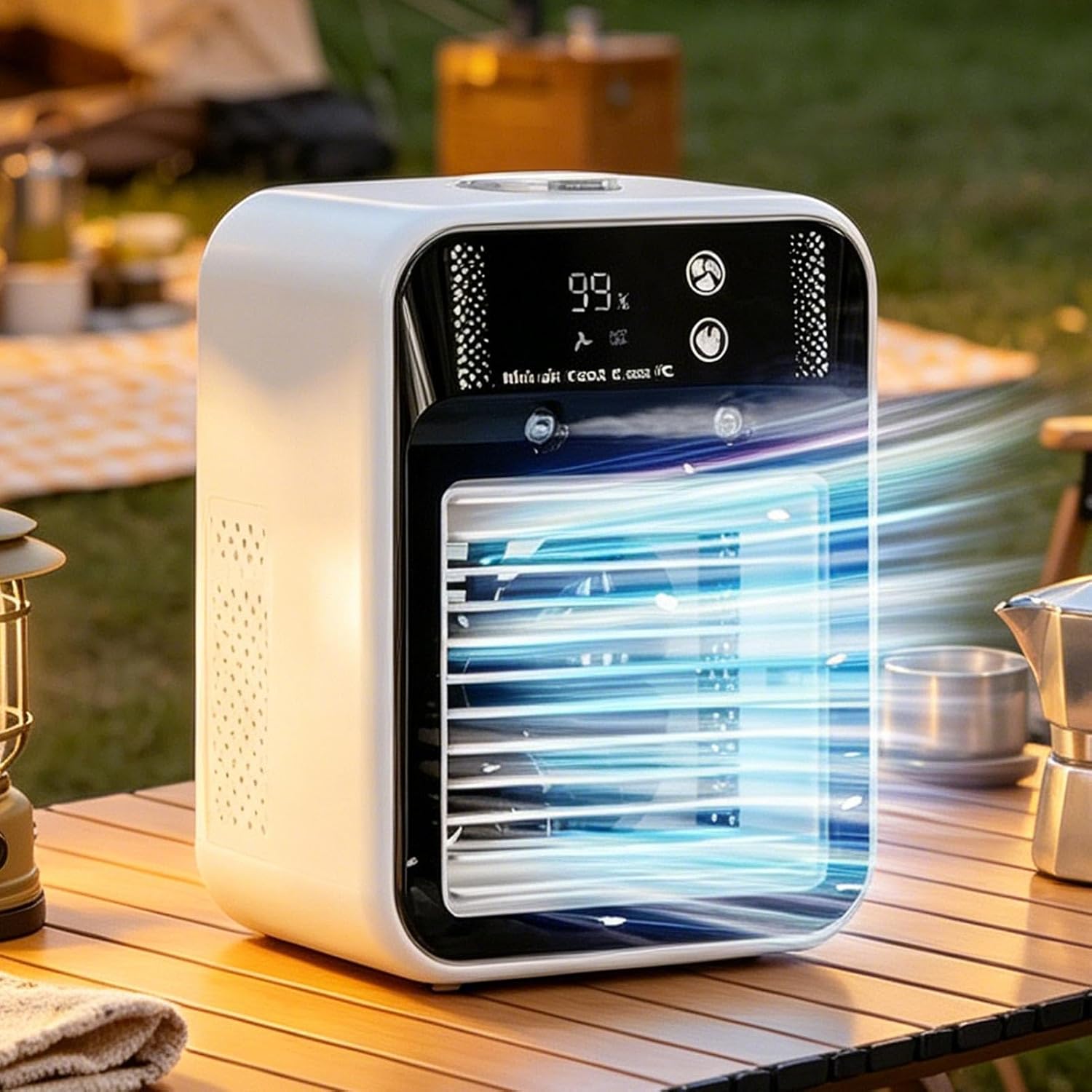  Climatiseur D'air Portable - Mini Rafraîchisseur Personnel 2 Vitesses,Climatiseur Réservoir 500 Ml,Chambre Salon Voiture Extérieur Maison Camping Garage Table