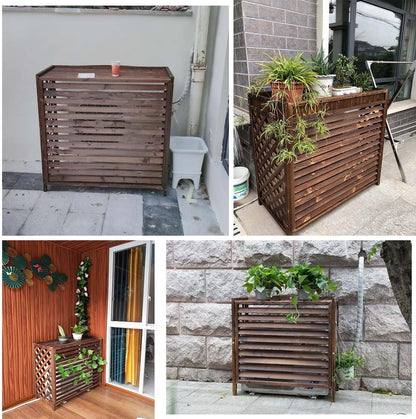 GENERIC Housse De Climatiseur D'extérieur XL Et écran De Clôture En Bois Massif Pour Balcon Et Jardin, Installation Facile, Dimensions : L 120 X L 57 X H 100 Cm