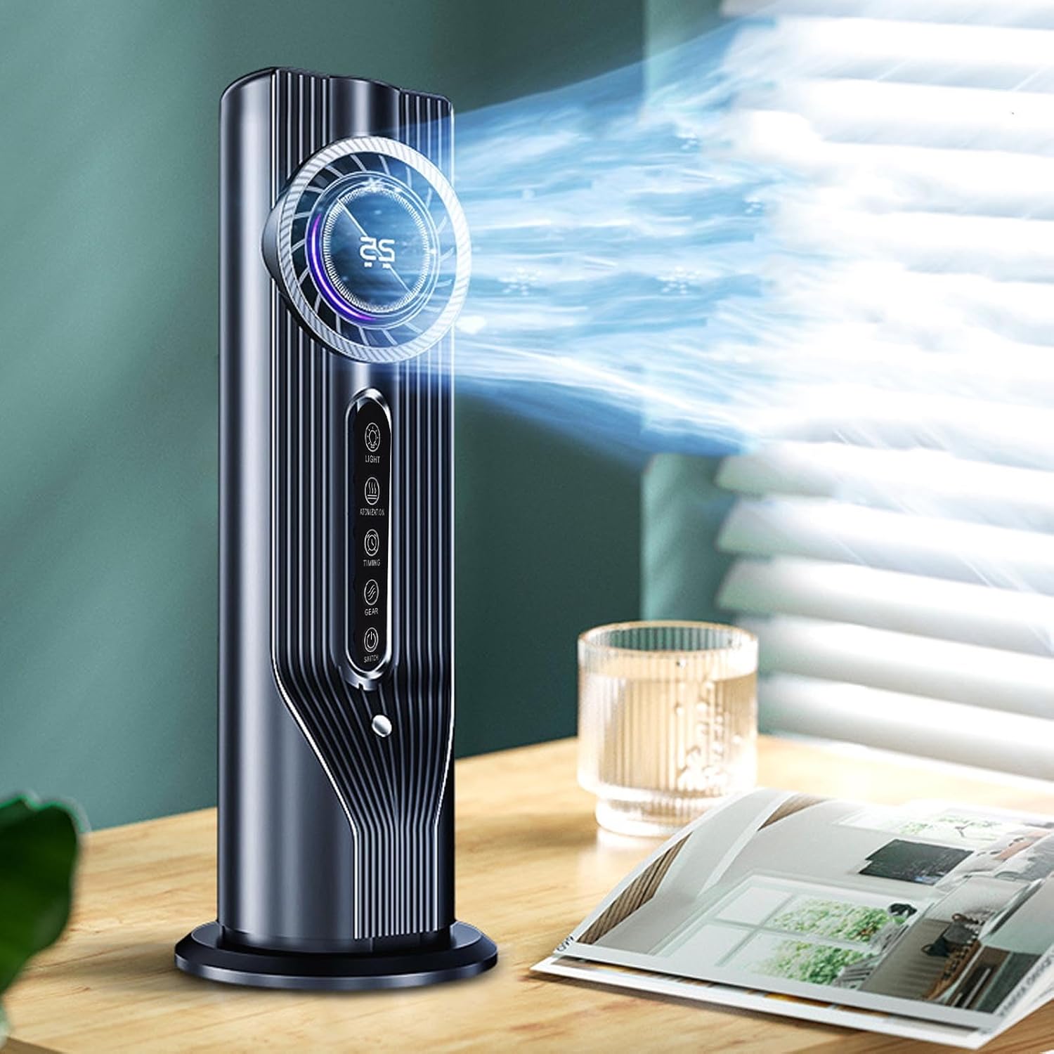  Hyuduo Refroidisseur D'air Portable, Matériau ABS, 6 Vitesses Réglables, Minuterie De 6 Heures, Idéal Pour Les Bureaux Et Les Dortoirs