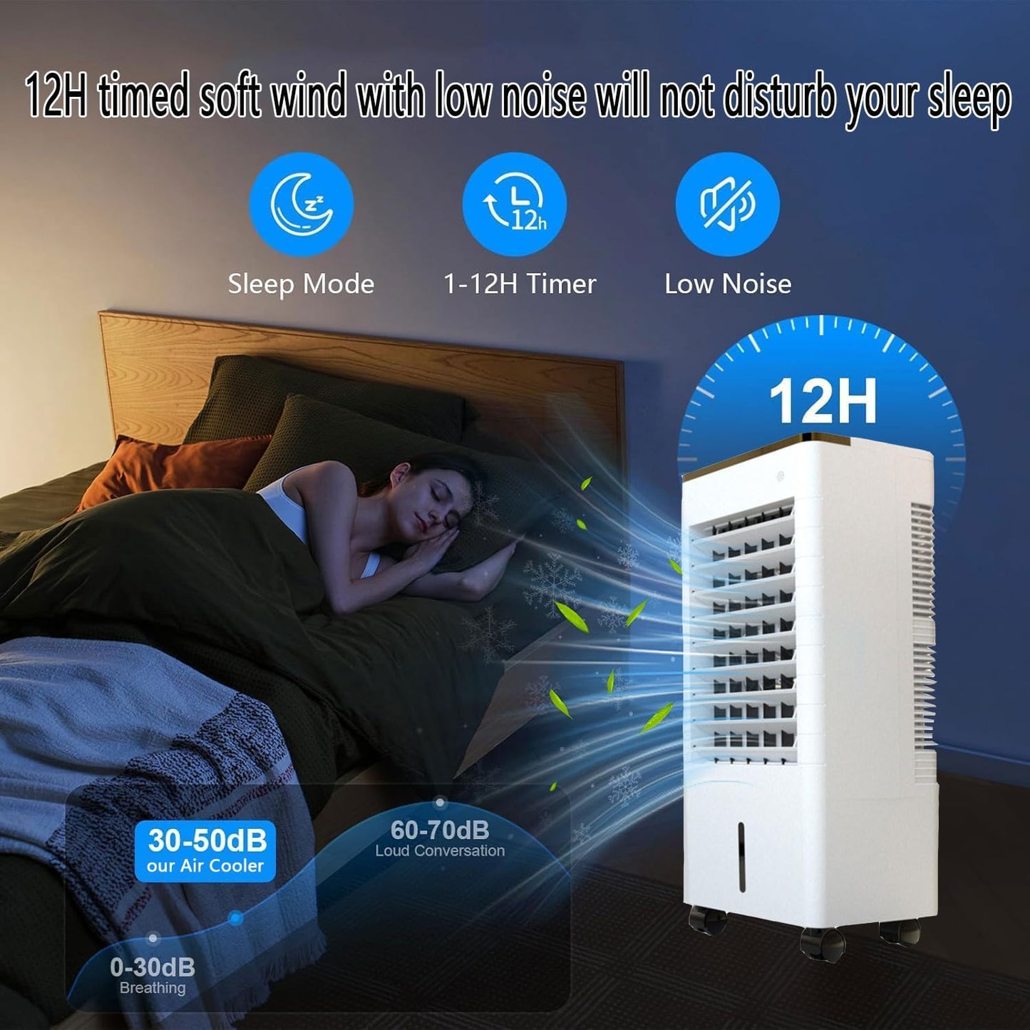 GENERIC Climatiseur Portable 3 En 1 Sans Fenêtre Avec Grand Réservoir D'eau, 4 Blocs Réfrigérants, Minuterie 12 H, 3 Vitesses, Ventilateur Sans Conduit D'évacuation Pour La Maison Et Le Bureau.