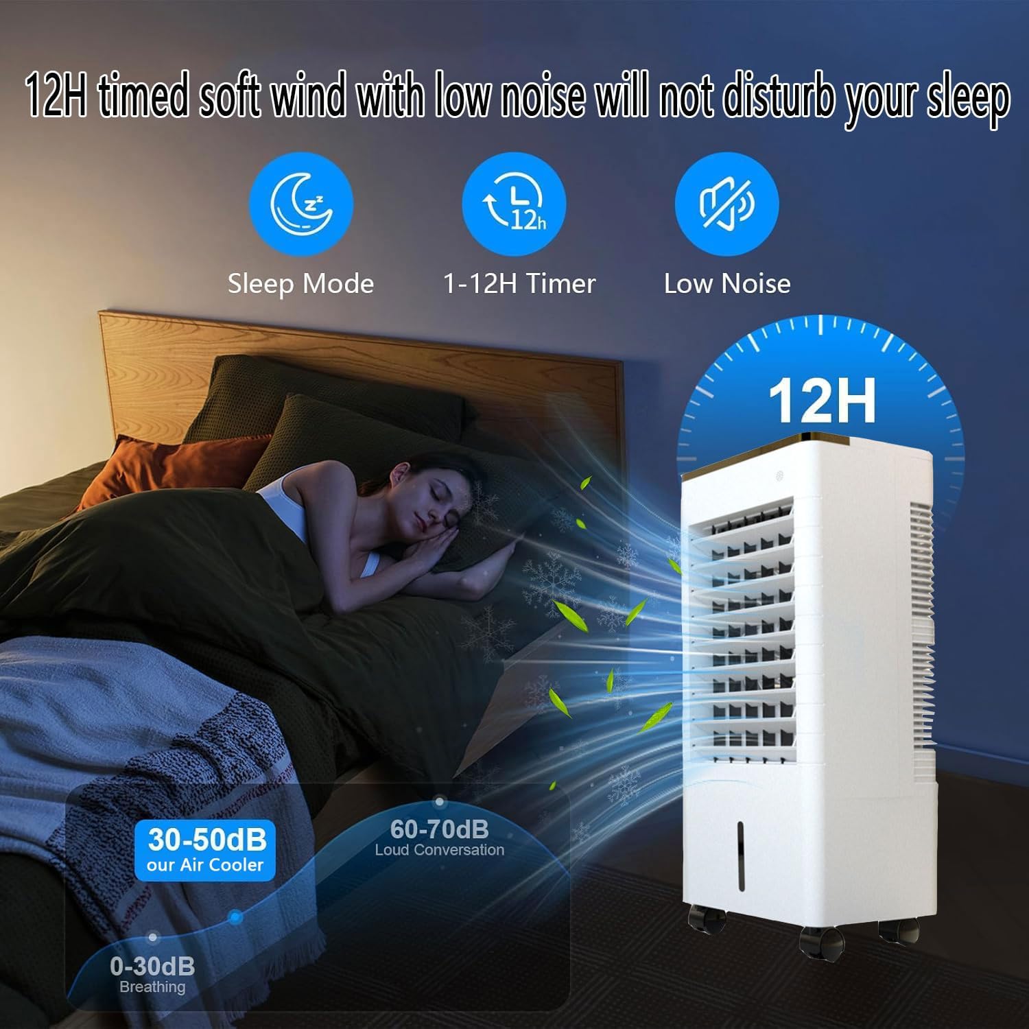 GENERIC Climatiseur Portable 3 En 1 Sans Fenêtre Avec Grand Réservoir D'eau, 4 Blocs Réfrigérants, Minuterie 12 H, 3 Vitesses, Ventilateur Sans Conduit D'évacuation Pour La Maiso