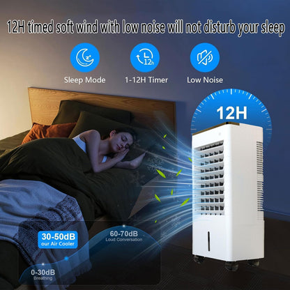 GENERIC Climatiseur Portable 3 En 1 Sans Fenêtre Avec Grand Réservoir D'eau, 4 Blocs Réfrigérants, Minuterie 12 H, 3 Vitesses, Ventilateur Sans Conduit D'évacuation Pour La Maiso
