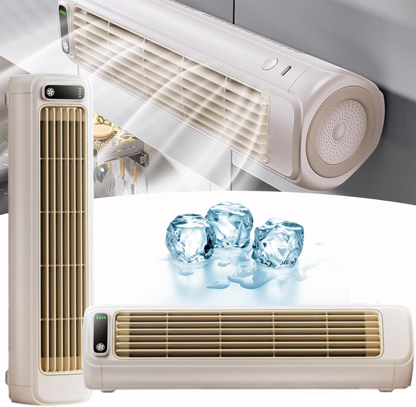 GENERIC Outfany Cooling Ace Mini Climatiseur Portable, Mini Aire Acondicionado Portatil, Libiyi Cooling Ace, Shirem Cooling Ace, Desktop Portable Tower Fan Air Conditioner - 3 Vitesses, Recharge USB (bleu)