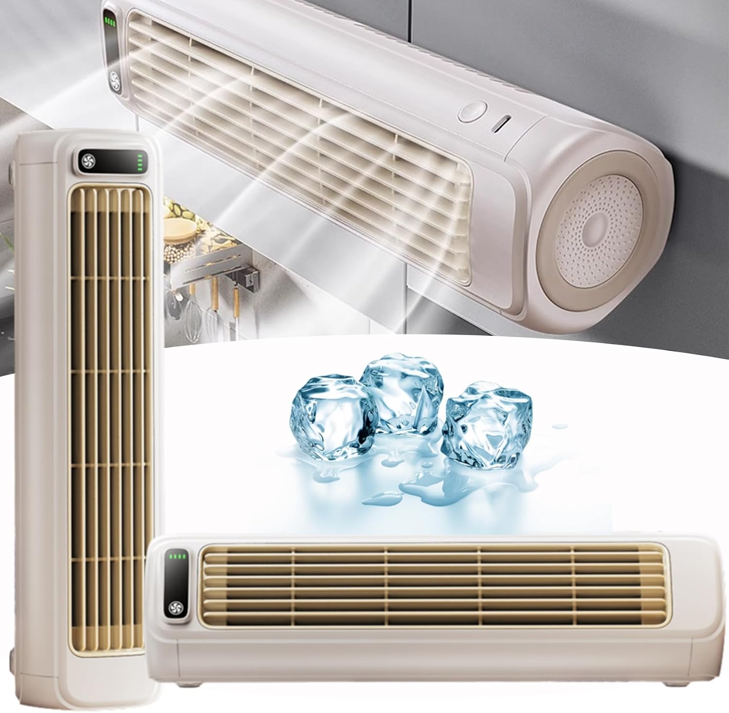 GENERIC Outfany Cooling Ace Mini Climatiseur Portable, Mini Aire Acondicionado Portatil, Libiyi Cooling Ace, Shirem Cooling Ace, Desktop Portable Tower Fan Air Conditioner - 3 Vitesses, Recharge USB (bleu)