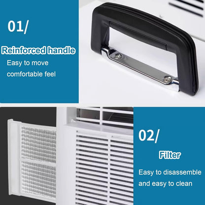 GENERIC Climatiseur Mobile Avec Evacuation Rafraichisseur D'air Silencieux Chambre Structure Divisée Avec Tuyau De Raccordement De 1 Mètre Aucun Assemblage Requis