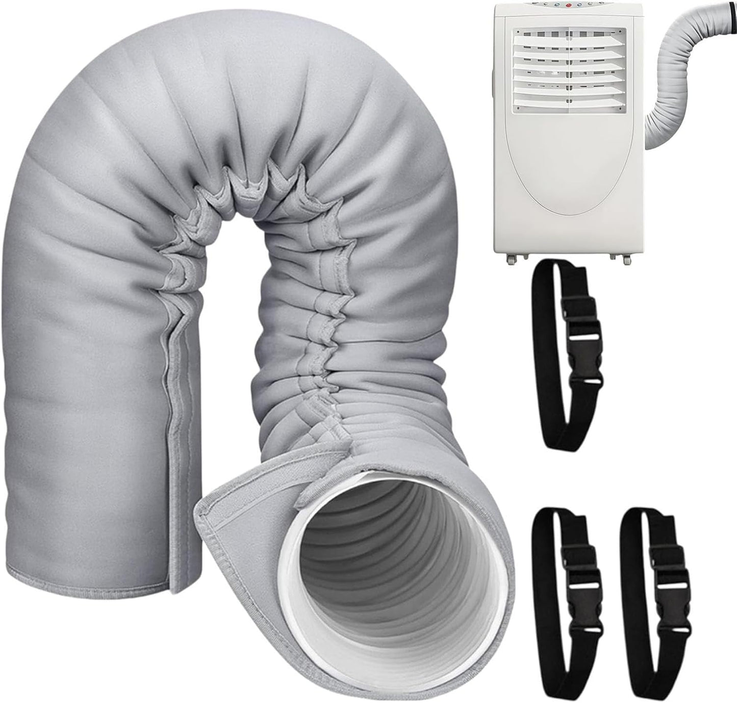  150x53cm Couvercle De Tuyau De Climatisation Portable Avec 3 Sangles | Imperméable Manchon D'isolation Pour Tuyau De Climatisation, Isolation Tuyau Climatiseur Manchon Pour Extérieur Intérieur