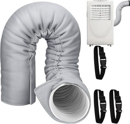  150x53cm Couvercle De Tuyau De Climatisation Portable Avec 3 Sangles | Imperméable Manchon D'isolation Pour Tuyau De Climatisation, Isolation Tuyau Climatiseur Manchon Pour Extérieur Intérieur