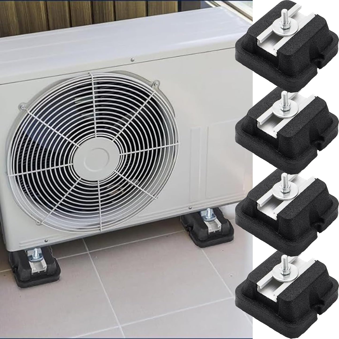  Supports Antivibratiles Pour Climatiseurs | Base Antivibratile Pour Climatiseur - Support Renforcé Pour Compresseur Extérieur Climatiseur Split Installation Au Sol