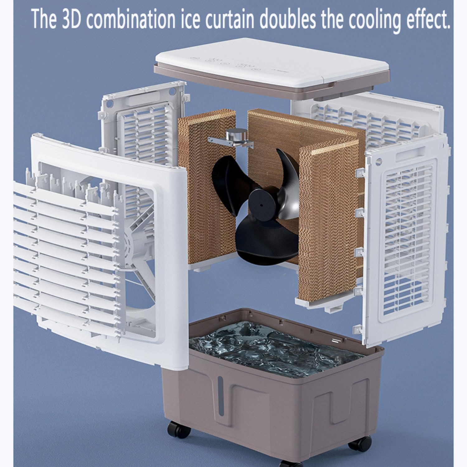 GENERIC Refroidisseur D'air Par évaporation Avec Réservoir D'eau De 40 L, Oscillation à 120°, 3 Modes, 3 Vitesses, Minuterie De 7 Heures, Télécommande, Ventilateur De Refroidissement Extérieur Portable Pour