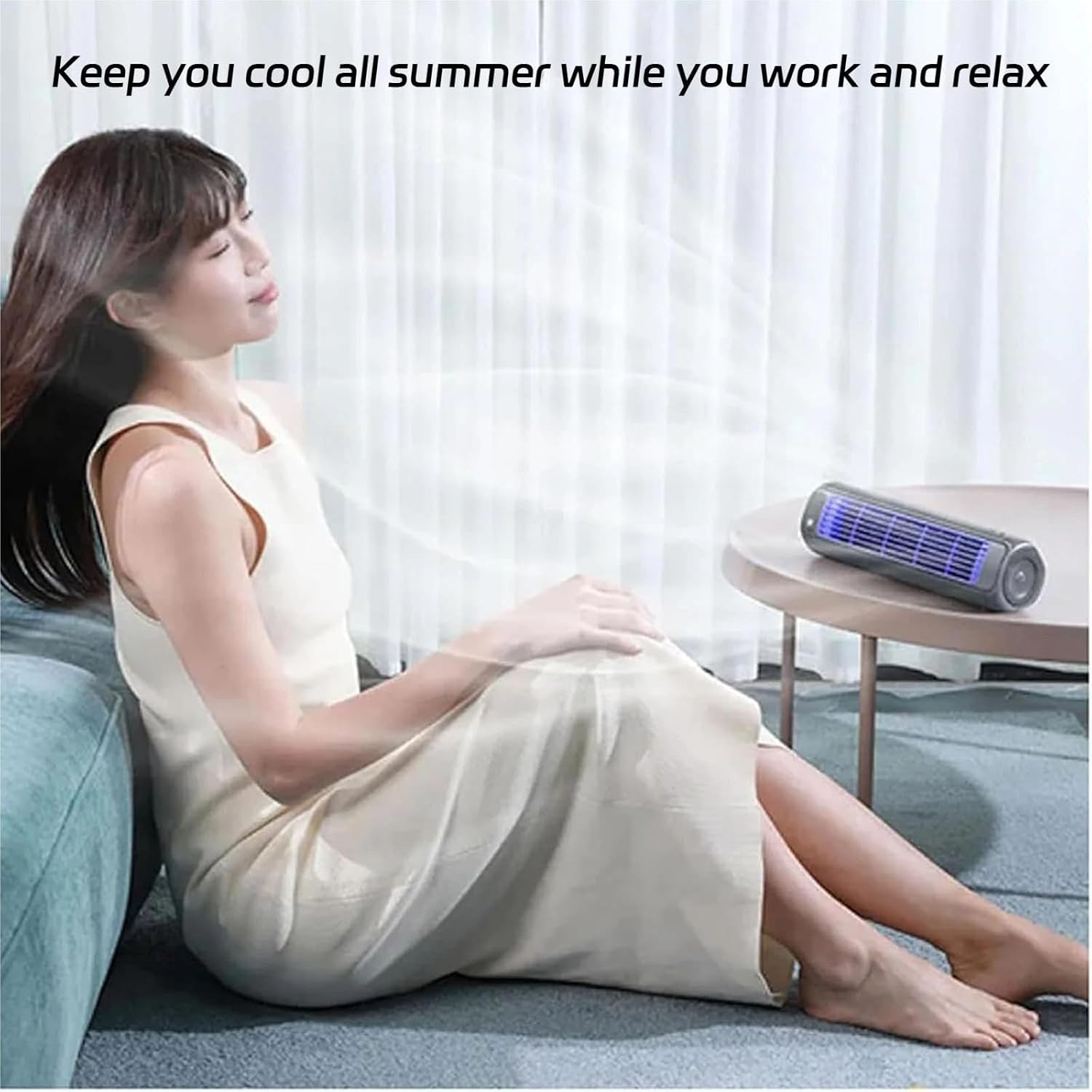  Liketonline Cooling Ace, Climatiseur Portable, 3 Vitesses Réglables, Ventilateur Mural Sans Perforation, Rechargeable Par USB, Pour Chambre, Bureau, Maison (Gray+Gray)