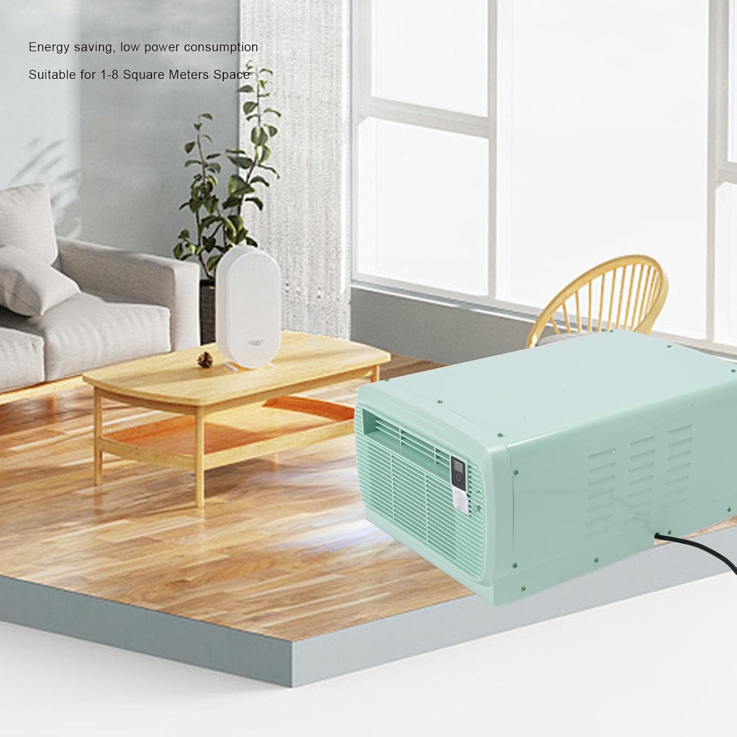  SIXRUN Climatiseur Portable 2300BTU Pour Camping Avec TéléCommande à Commande Vocale Pour VR Bureau Maison Petites Pièces Jusqu'à 150 Pieds Carrés (Prise UE 220V)