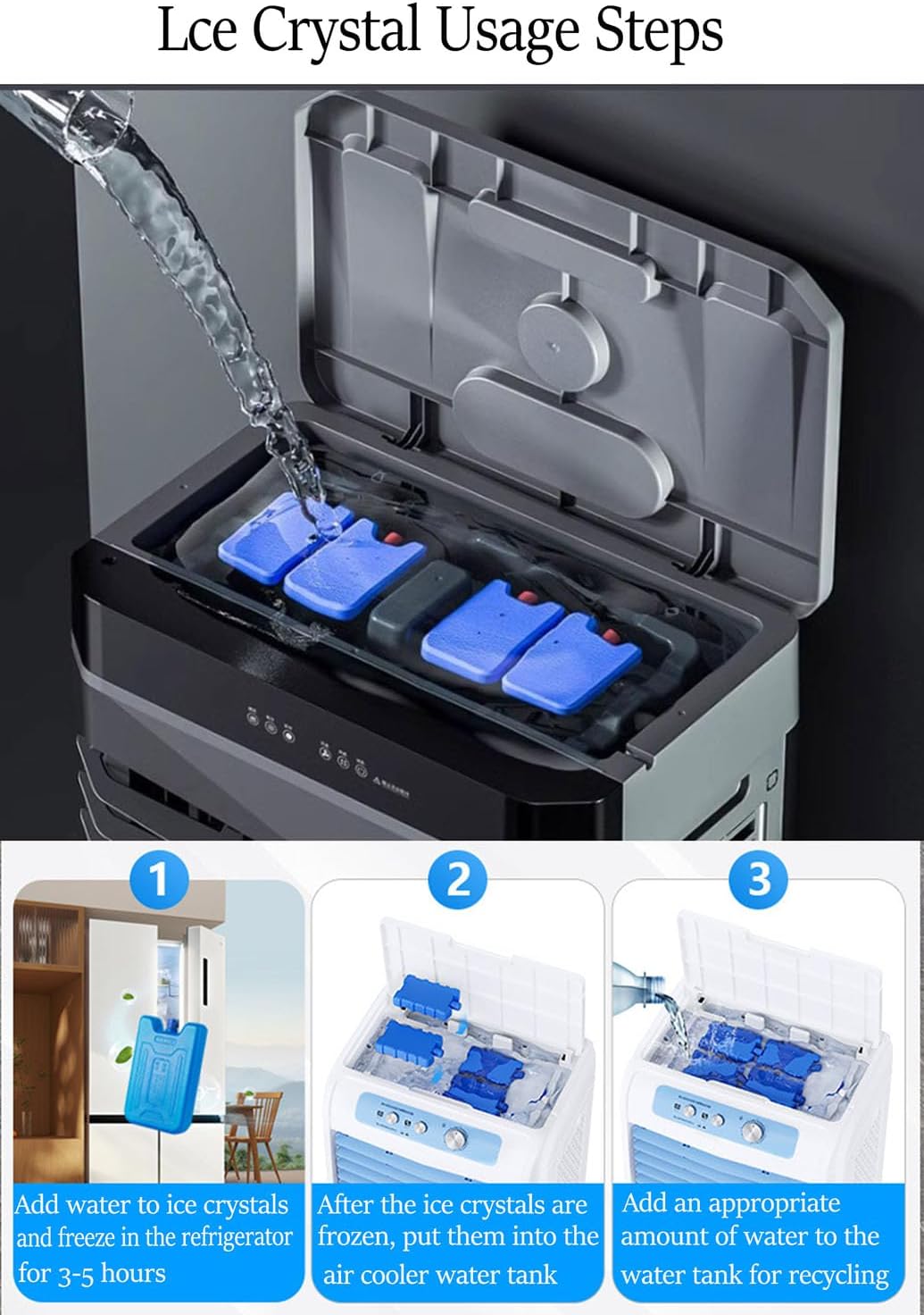 GENERIC Refroidisseur D'évaporation Portable, Ventilateur De Climatiseur à 3 Vitesses Avec Télécommande, Oscillant à 120 °, Minuterie 12H Et Humidification Pour Le Refroidissement à Climat Sec Du Bureau à Dom