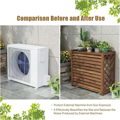  Couvercle De Protection En Bois Pour Climatiseur Extérieur, Cadre étanche Pour Climatiseur Extérieur à Persiennes, Coque De Poubelle Dissimulée, Facile à Installer