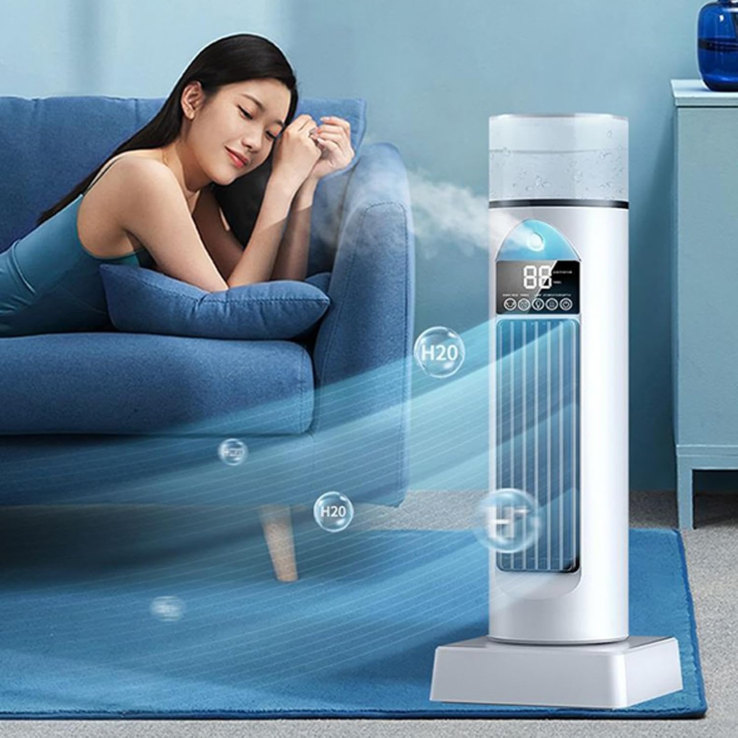  Humidificateur Évaporatif À Vitesses Réglables, Vitesses Réglables Portable, Fonctionnement Intelligent À Distance, Pour Maison Chambre Séjour Garage Camping