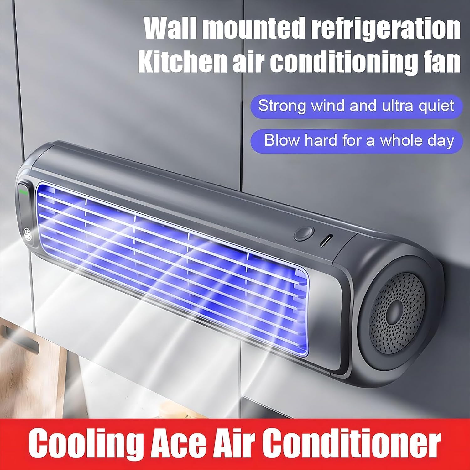 GENERIC Climatiseur Portable Cooling Ace – Refroidisseur D'air Tour Sans Pales Rechargeable Par USB Avec 3 Vitesses Réglables, Unité AC De Bureau Personnelle Silencieuse, Design Peu Encombrant Pouvant ê Blue