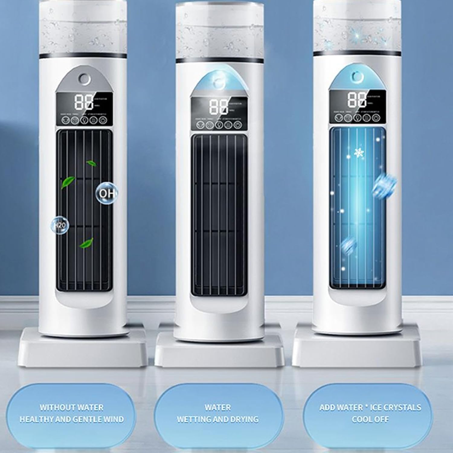 GENERIC Ventilateur De Climatisation – Ventilateur De Refroidissement D'air, Humidificateur Silencieux Sans Lames, Minuterie Et Télécommande Incluses, Gadgets Cool Portables, Refroidisseurs D'air Pour Salon