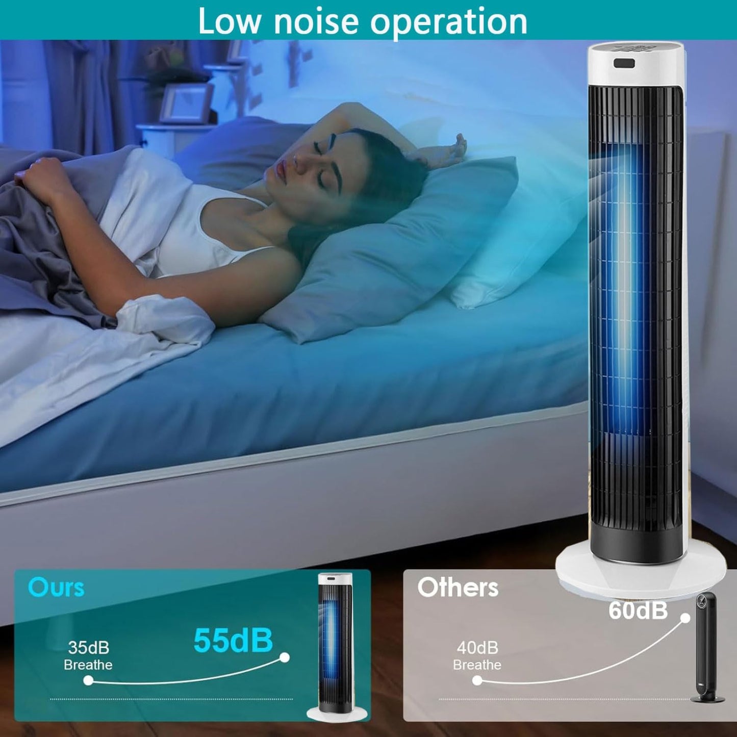  Climatiseur Portable 3 En 1, Ultra Silencieux Et économe En énergie, Avec Télécommande, 3 Vitesses Et Modes, Filtre Amovible, Ventilateur Tour Pour La Maison, La Chambre Ou Le Bureau.