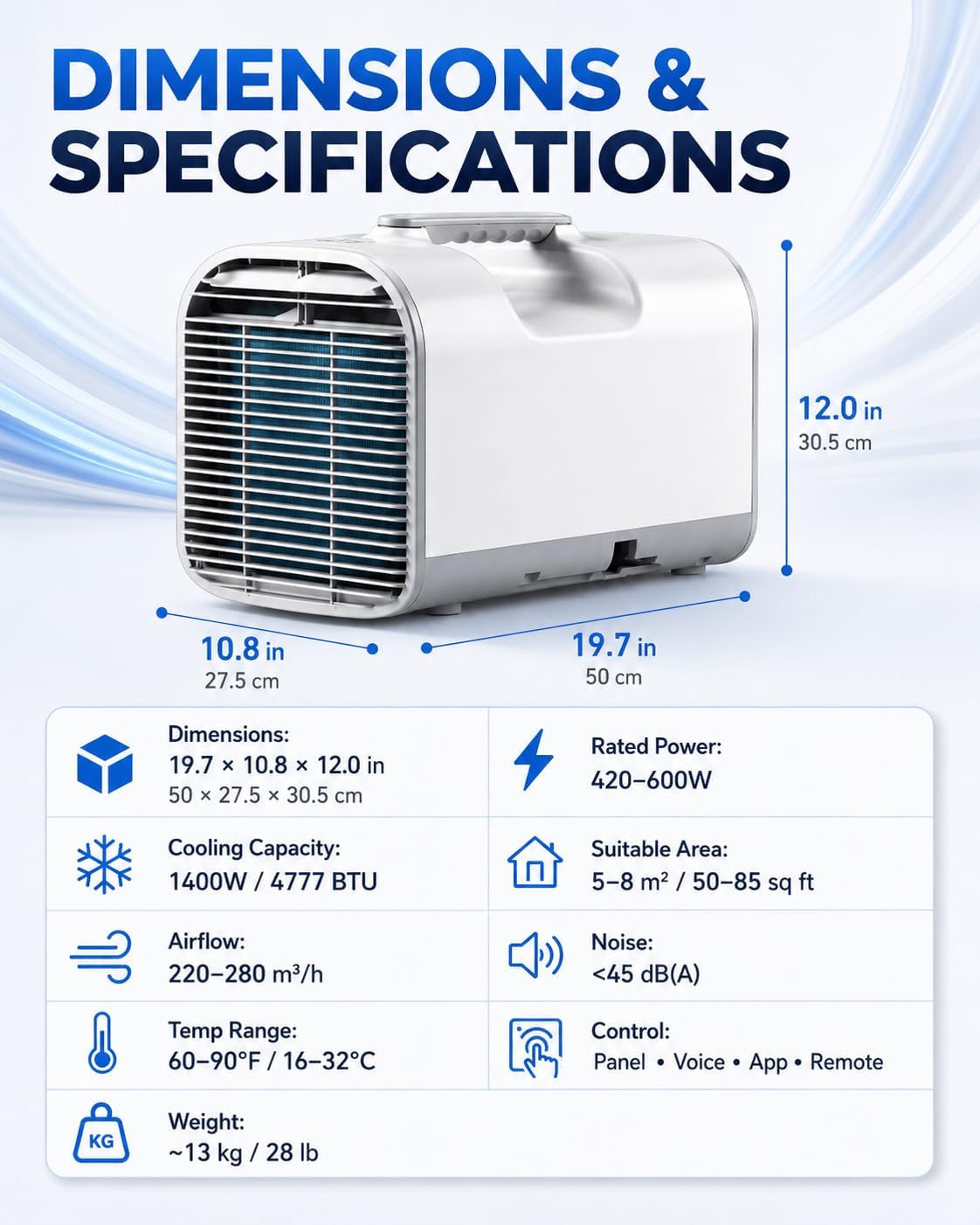  Unité De Climatisation Portable 4777 BTU, 4-en-1 Ventilateur De Refroidissement Déshumidificateur, DC Car RV Power, Mode De Sommeil Silencieux Auto-évaporateur Pour La Tente De Camping Van Home Intéri