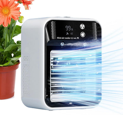  Climatiseur D'air Portable - Ventilateur Rafraîchissant 2 Vitesses - Réservoir D'Eau 500 Ml Pour Bureau,Chambre Voiture Camping Garage Table