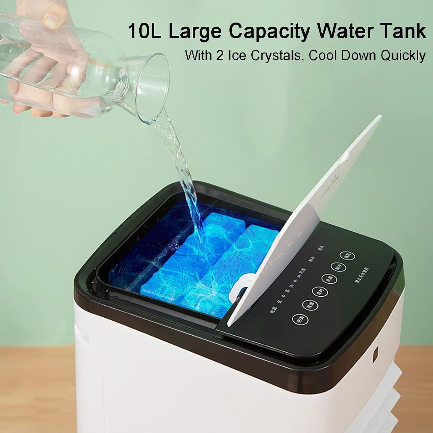  Refroidisseur D'air Par évaporation 4 En 1, Humidificateur Avec Réservoir De 10 L Et Purificateur D'air à Anions, Télécommande Avec Minuterie, 3 Vitesses Pour Le Rafraîchissement De La Maison Et Du