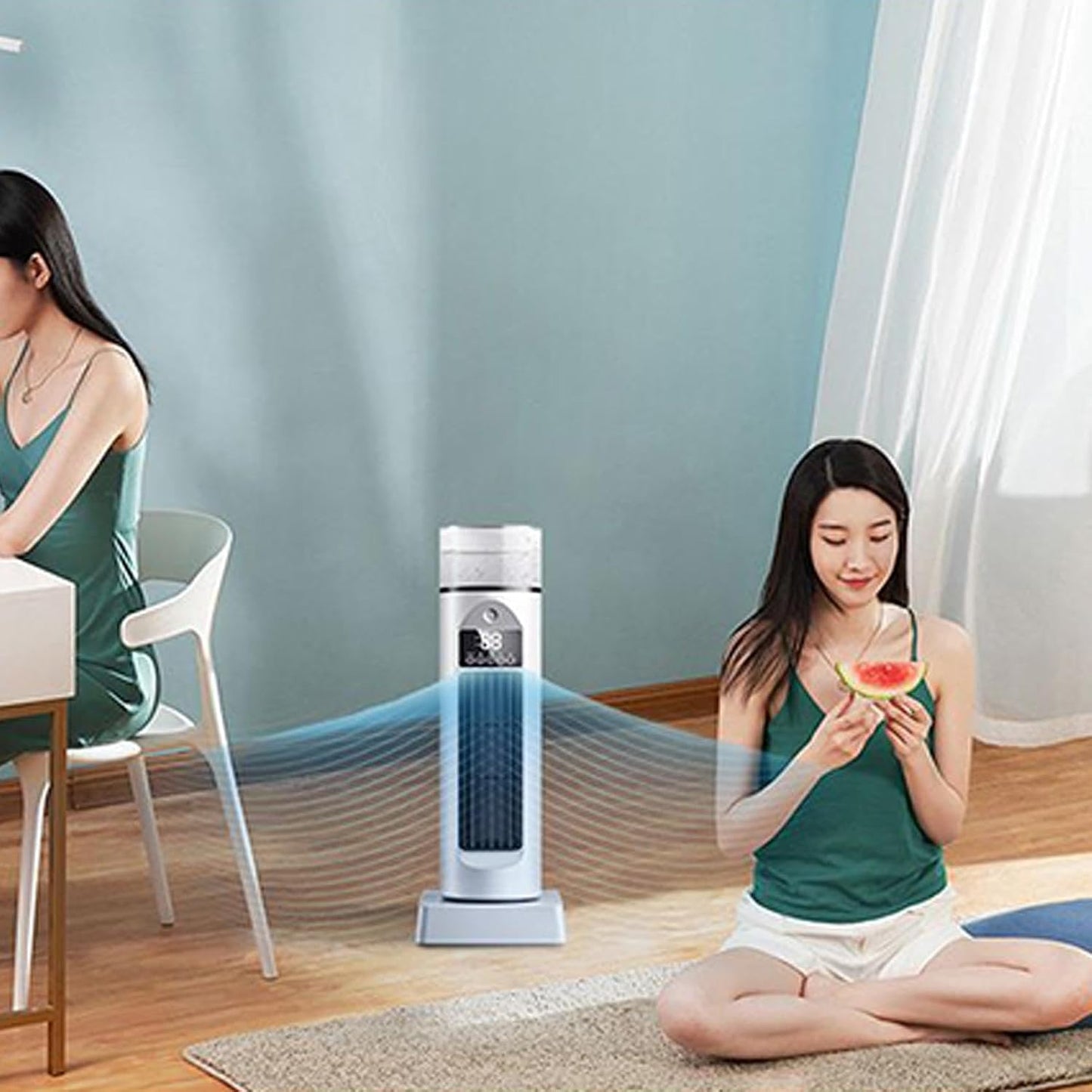 GENERIC Ventilateur De Climatisation – Ventilateur De Refroidissement D'air, Humidificateur Silencieux Sans Lames, Minuterie Et Télécommande Incluses, Gadgets Cool Portables, Refroidisseurs D'air Pour Salon