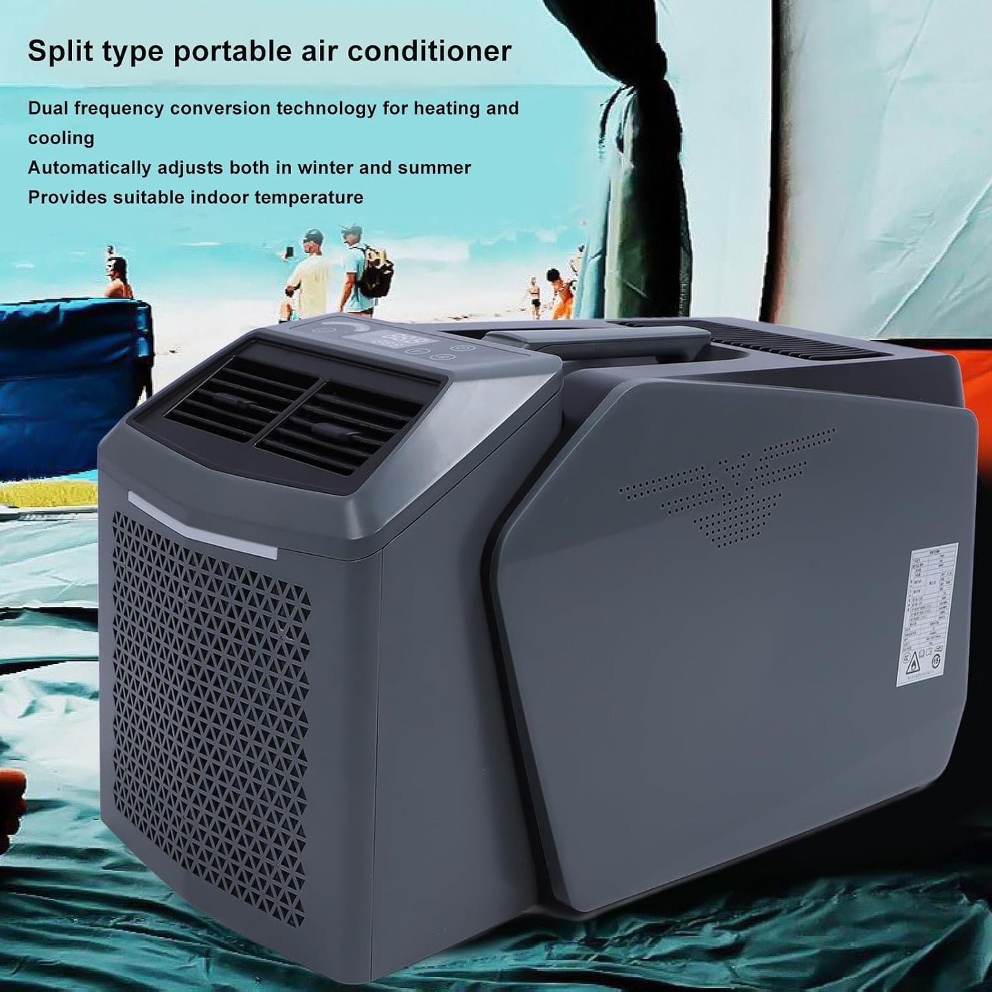  Climatiseur Portable D'extérieur, Multifonctionnel, économie D'énergie 6200BTU, Télécommande De Refroidissement Pour Tente De Camping, Bureau (Prise UE 100-240V)