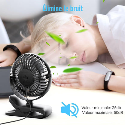  HONYIN Mini Ventilateur à Pince, 720 Rotation° Clip & Table Ventilateur | Petit Ventilateur USB, Air Puissant Et Fonctionnement Silencieux, Alimenté Par USB, Pour Maison Table Bureau