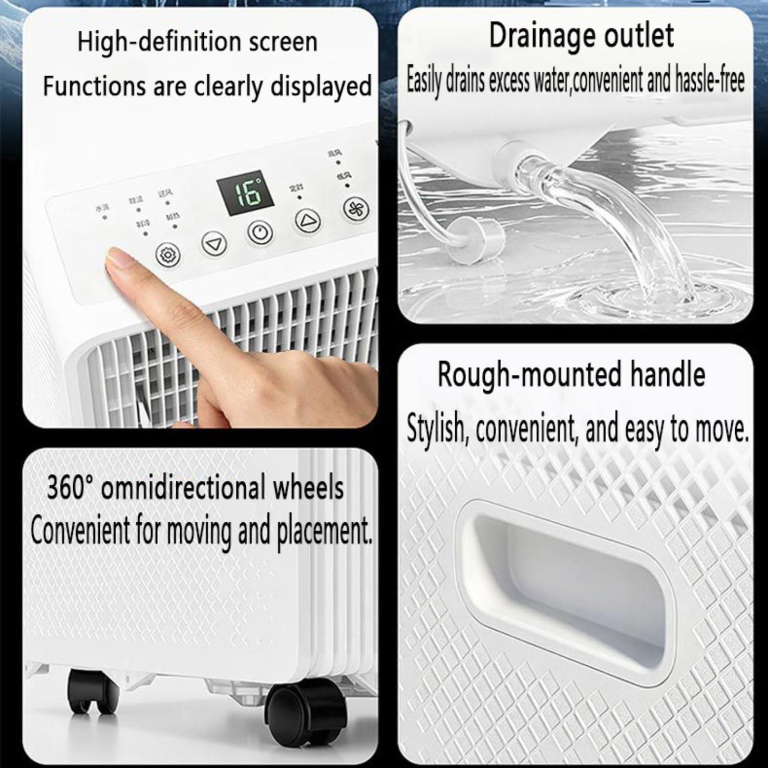  Climatiseur Portable Unité Intelligente Intelligente Avec Déshumidificateur Cool Et Modes De Ventilateur Couvre Les Chambres Jusqu'à 300sq.ft Unité De Refroidissement Portable AC Avec Télécommande 24h
