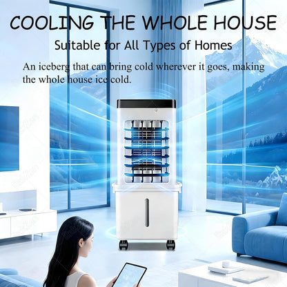  Climatiseur Portable Avec TéLéCommande, RafraîChisseur D'air, Climatiseur éVaporatif Oscillant Silencieux Sans Tuyau, Pour Chambre, IntéRieur, ExtéRieur, Bureau, Etc