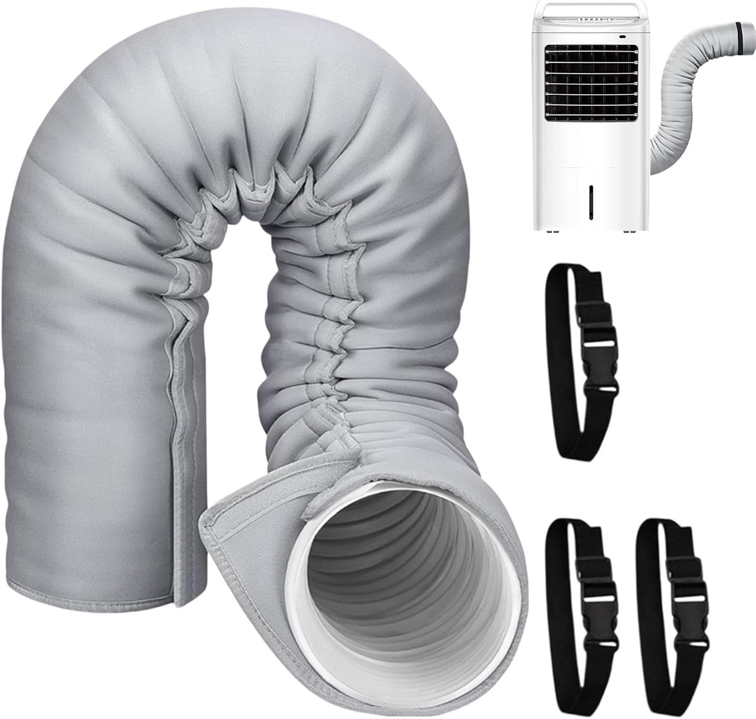  Protection Portable Pour Tuyau Climatisation Isolation Tuyaux Climatiseur | Enveloppe Isolante Triple Couche Ajustable Pour Usage Intérieur Et Extérieur - Diamètre 13 Cm Et 15 Cm