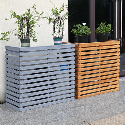 GENERIC Housse De Climatiseur D'extérieur En Bois Massif Avec Persiennes Et Support De Fleurs Polyvalent Résistant Aux Intempéries E-105 X 45 X 95 Cm, Parfaite Pour La Maison Et Le Jardin