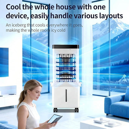 GENERIC Refroidisseur D'air évaporatif 10L, Ventilateur Portable à 3 Vitesses Avec Roues Et Télécommande, Fabricant De Brouette Efficace à Faible Bruit Pour Le Bureau De Chambre à Coucher