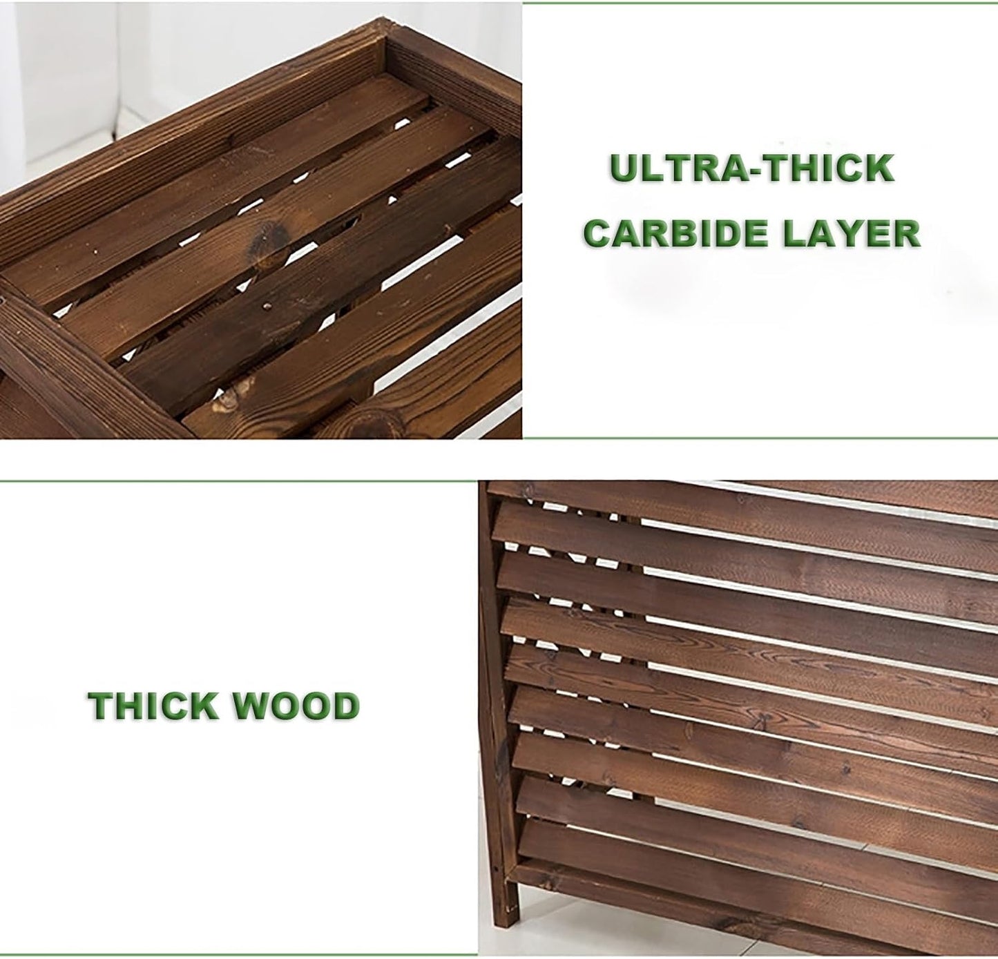  DOSSAE Couverture De Climatiseur En Bois,D'écran De Confidentialité Antivol De La Vie,Cache Climatiseur Pour Unité Extérieure En Bois,Carbonisé, Facile À Installer.