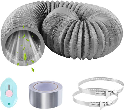  Tuyau Ventilation PVC 100mm Pour Hotte Aspirante 3m Flexible Tuyau D'Evacuation Avec 2 Colliers De Serrage Et 1 Adhésif Aluminium Pour Climatisation Extracteur D'Air Ventilateur Tubulair Gris