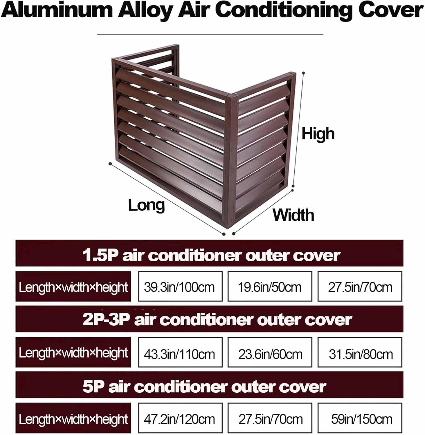  Housse En Aluminium Pour Climatiseur D'extérieur – Protection Résistante Aux Intempéries – Dimensions : 110 X 60 X 80 Cm, Durable, Design élégant, Idéale Pour Les Unités AC, Couleur B