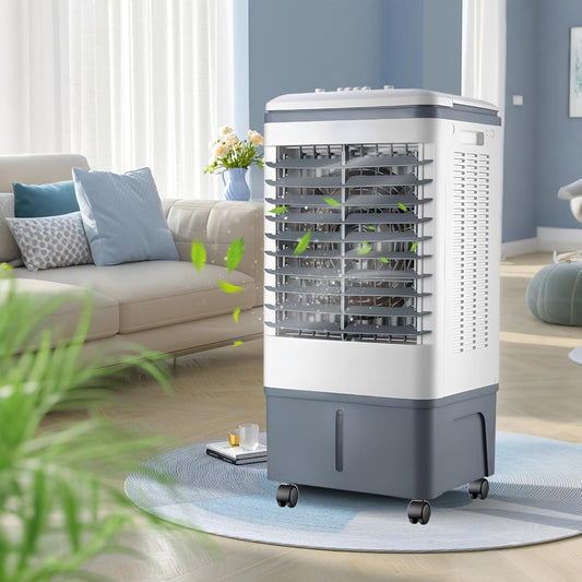 GENERIC Rafraîchisseur D'Air Évaporatif 20 L 3-en-1, Climatiseur Portable Silencieux, Style Mécanique, 2 Boîtes à Glace Pour Salon Bureau